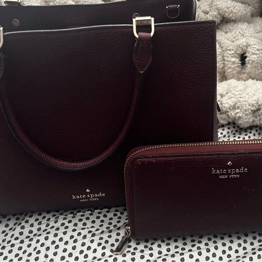 kate spade Burgundy Tote and Wallet Set